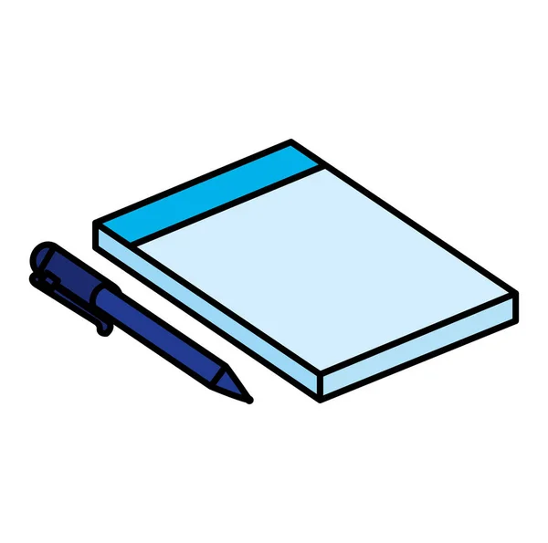 Escuela de cuaderno con pluma — Vector de stock