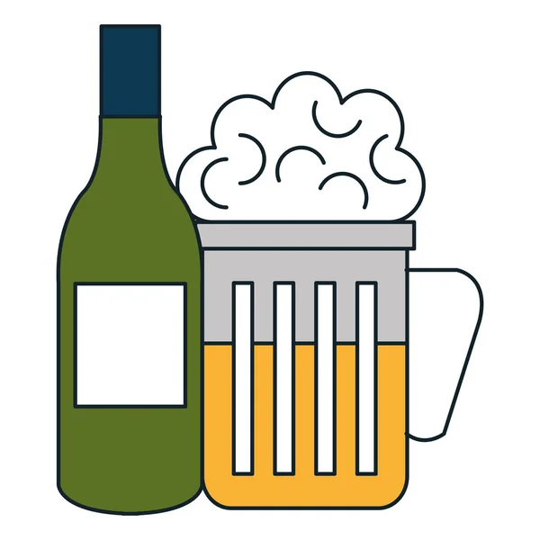 Cerveja jar com garrafa bebida ícone —  Vetores de Stock