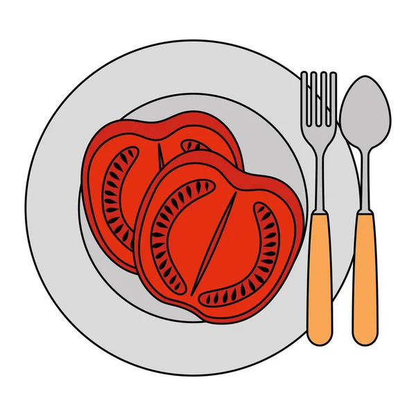 Tomate fresco tobogán comida saludable — Vector de stock