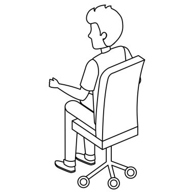 Ofis koltuğu içinde laptop ile genç adam