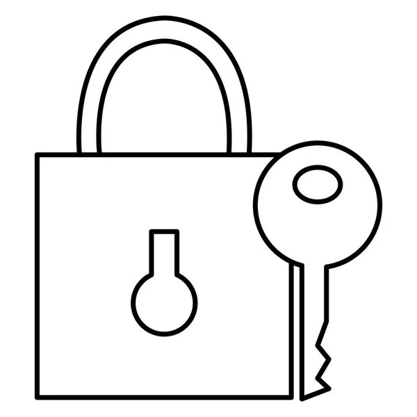 Safe secure padlock with key — Stock Vector