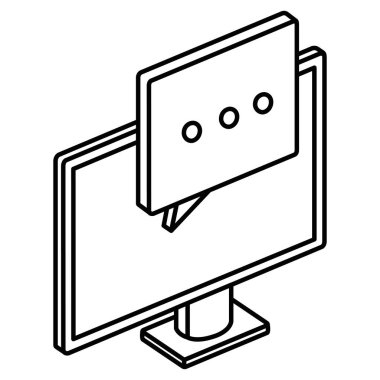 konuşma balonu ile bilgisayar ekranı