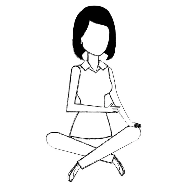 Beautiful woman sitting on the floor avatar character — Stock Vector