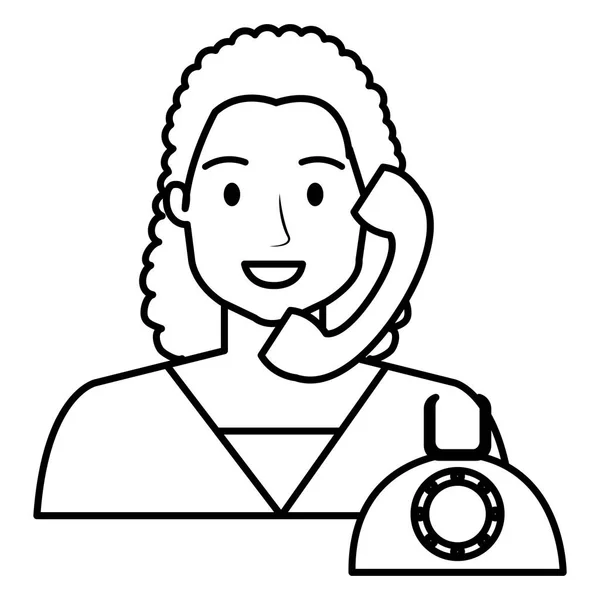 Call Center γυναίκα με χαρακτήρα τηλεφώνου — Διανυσματικό Αρχείο