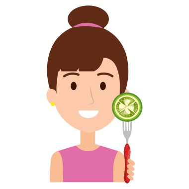 taze domates çatal kadınla