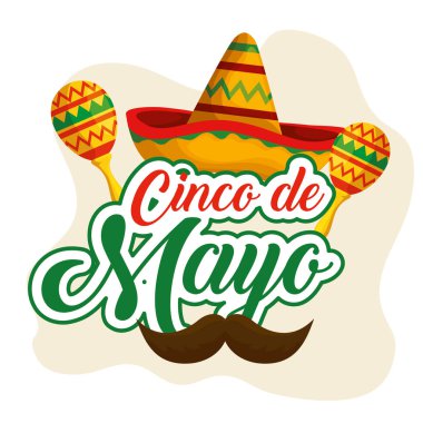 olay için maracas ve bıyık ile Meksika şapka