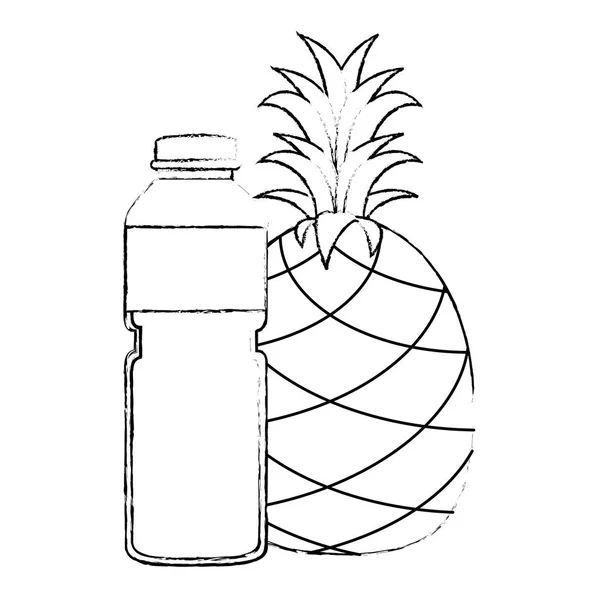 Juice fruit fles met ananas — Stockvector