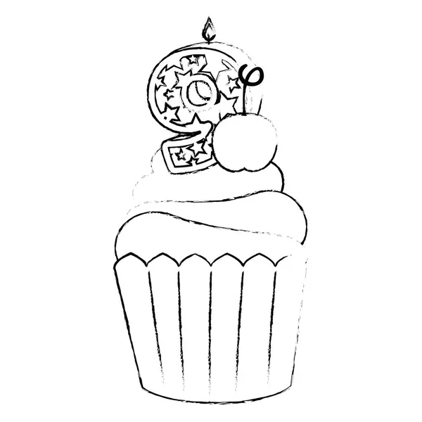Dulce cupcake con vela número nueve — Archivo Imágenes Vectoriales