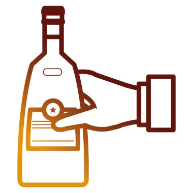 viski şişesi içkisi ile el