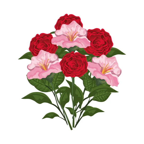 Красивые розы и листья украшения — стоковый вектор