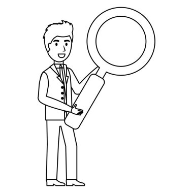 Büyüteç karaktere sahip iş adamı