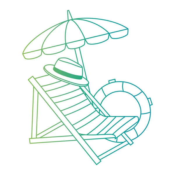 Strandstoel met paraplu en float — Stockvector