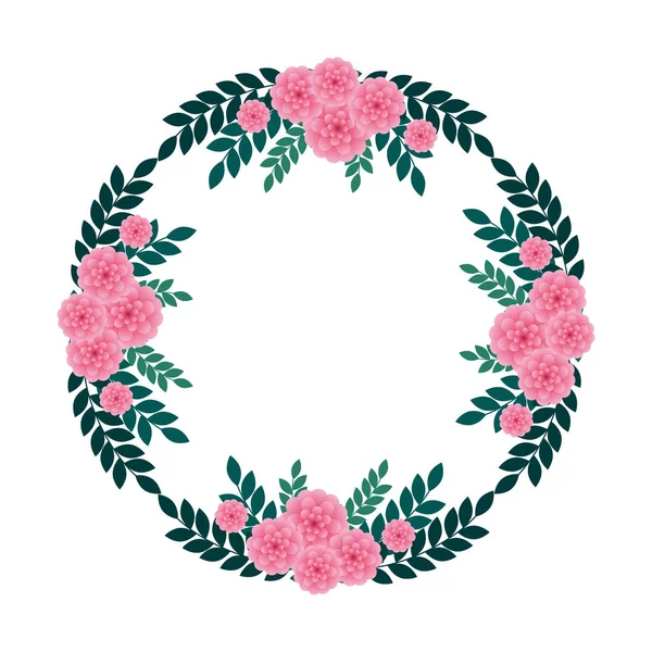 Icône circulaire de décoration roses — Image vectorielle