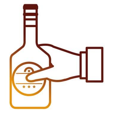 viski şişesi içkisi ile el