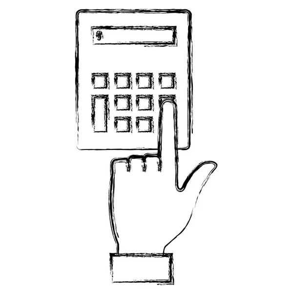 Mão usando o dispositivo de calculadora — Vetor de Stock