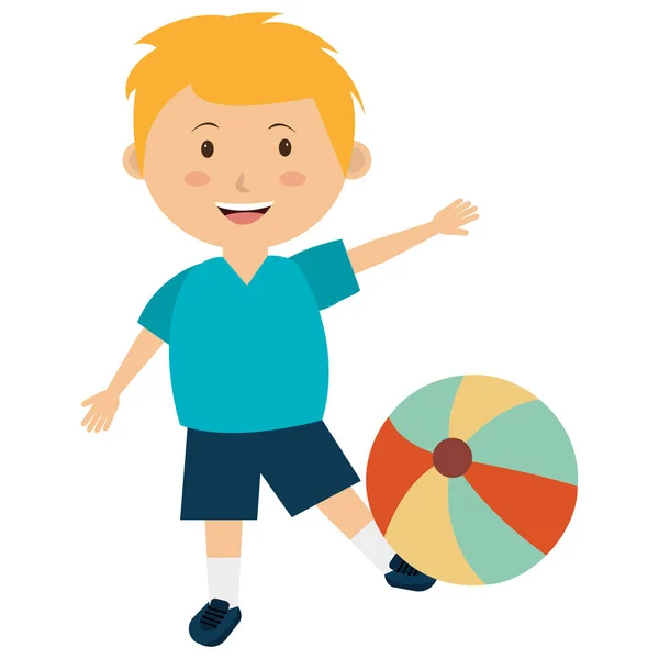 Little boy with balloon beach character — Stock Vector