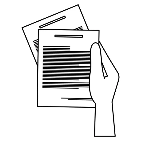 Manos con documento de papel — Vector de stock