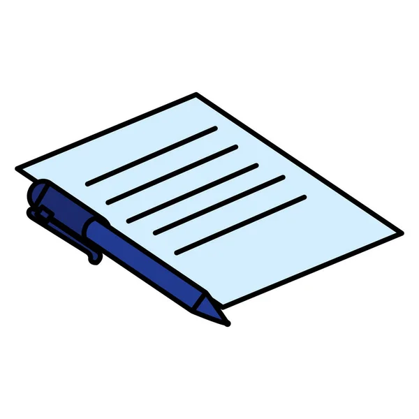 Dokument papper med penna — Stock vektor