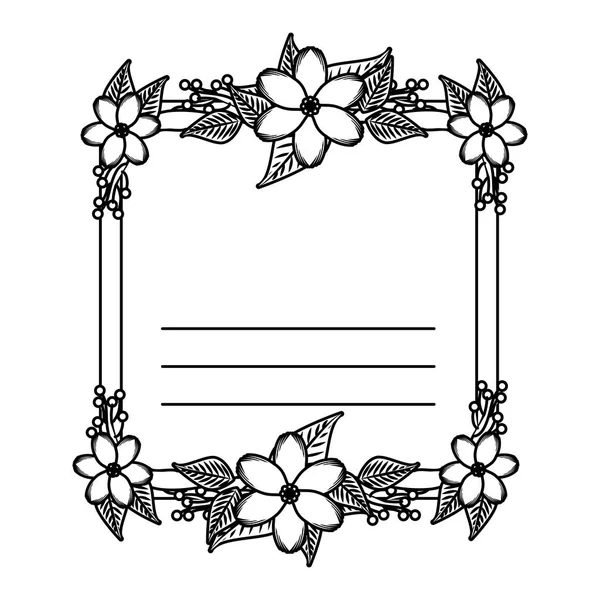 Postal con flores y decoración de hojas — Vector de stock