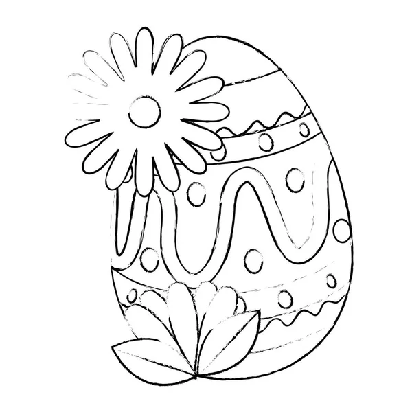 Geschilderd Easter Egg met florale decoratie — Stockvector