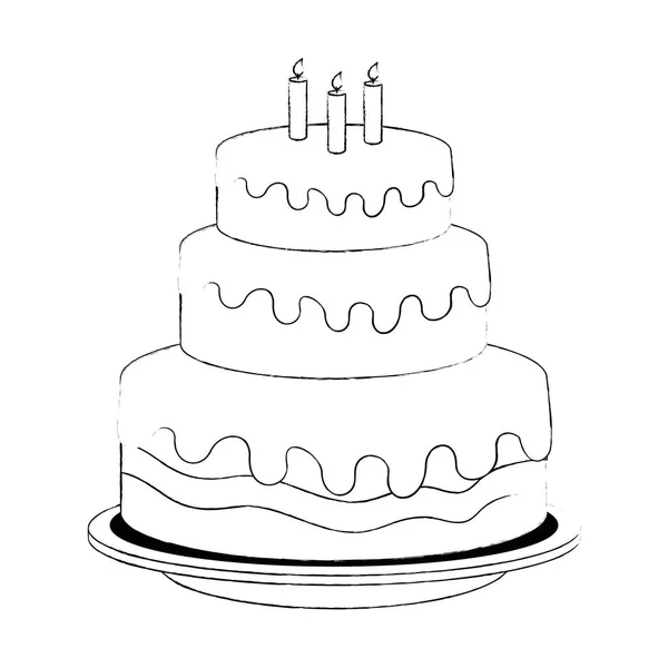 Süße und leckere Torte mit Kerzen — Stockvektor