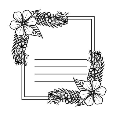 çiçekler ve Leafs dekorasyon ile kartpostal