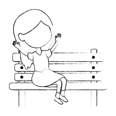 park ahşap sandalye simgesi kız