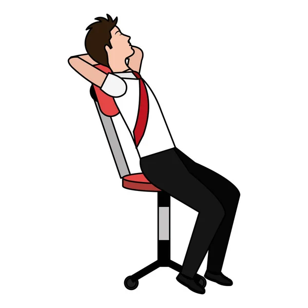 Hombre de negocios relajado en silla de oficina — Vector de stock