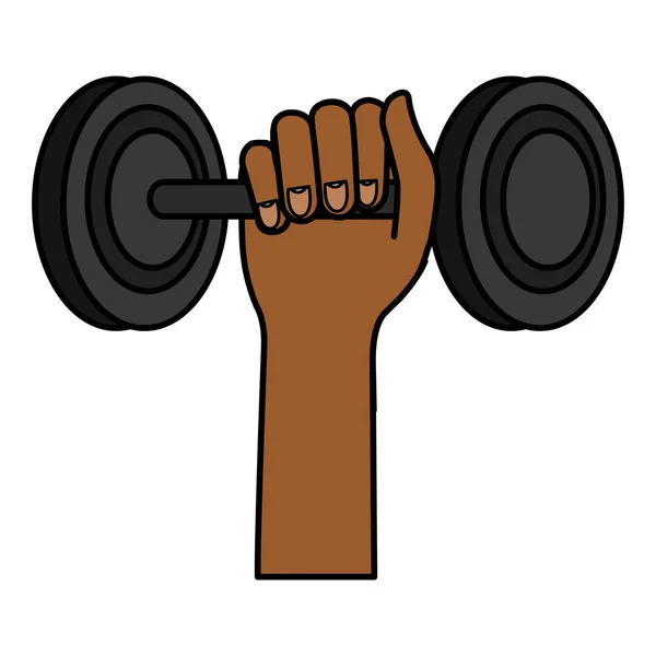 Hand lifting dumbell icon — Stock Vector