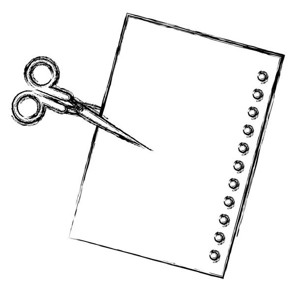 Φύλλο Σχολής σημειωματαρίου με ψαλίδι — Διανυσματικό Αρχείο