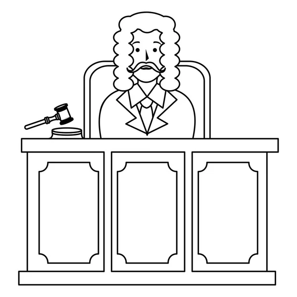 Justice judge on stage character — Stock Vector