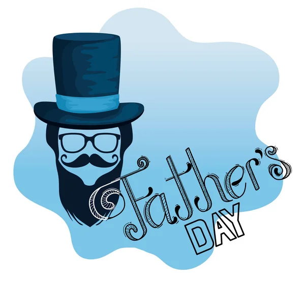 Mann mit Hut mit Brille und Schnurrbart zum Vatertag — Stockvektor