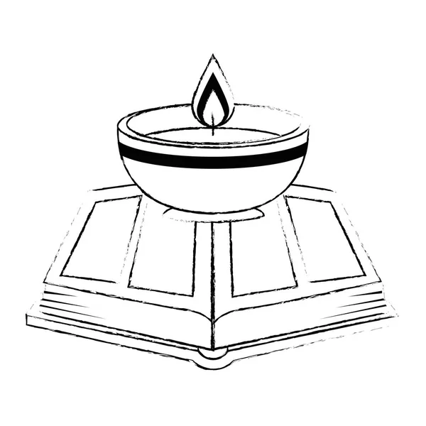 Sacred book with candles religious icon — Stock Vector