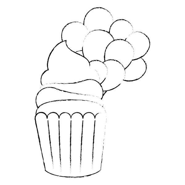 Pastelito dulce con helio globos — Vector de stock