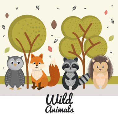 sevimli vahşi hayvan doğa fauna seti görüntü