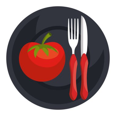 domates tabak çatal ve bıçak