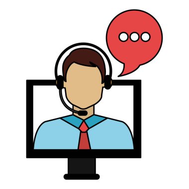 kulaklık ve bilgisayar ile çağrı merkezi Agent