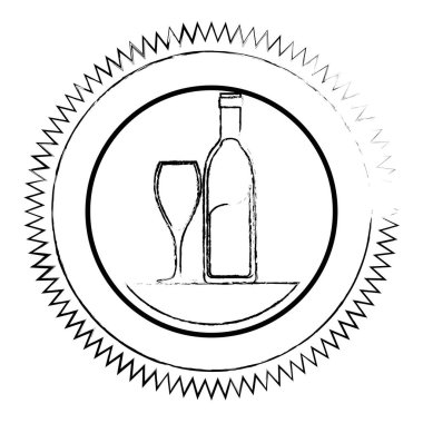 şarap şişesi ve fincan mühür damgası