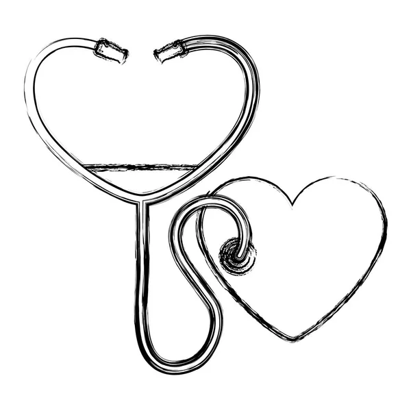 Kalp Kardiyoloji stetoskop ile — Stok Vektör