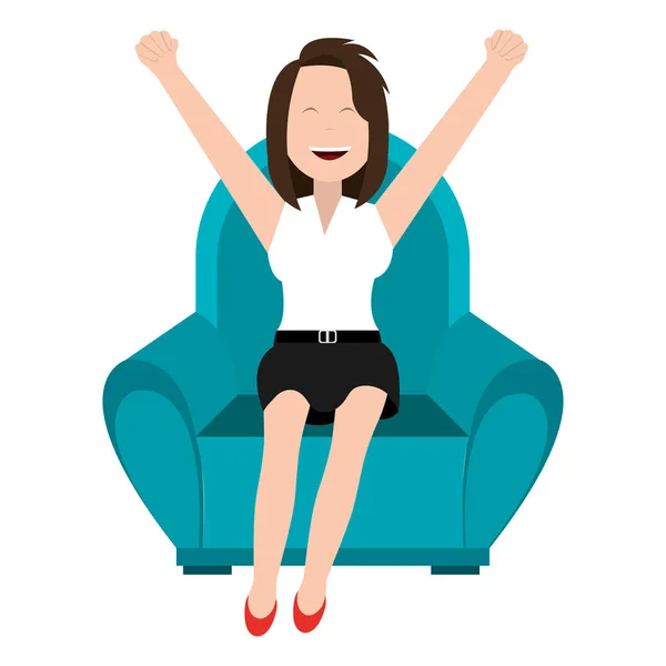 Felice donna d'affari rilassata sul divano — Vettoriale Stock