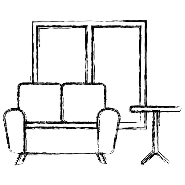 Casa sala de estar escena iconos — Vector de stock
