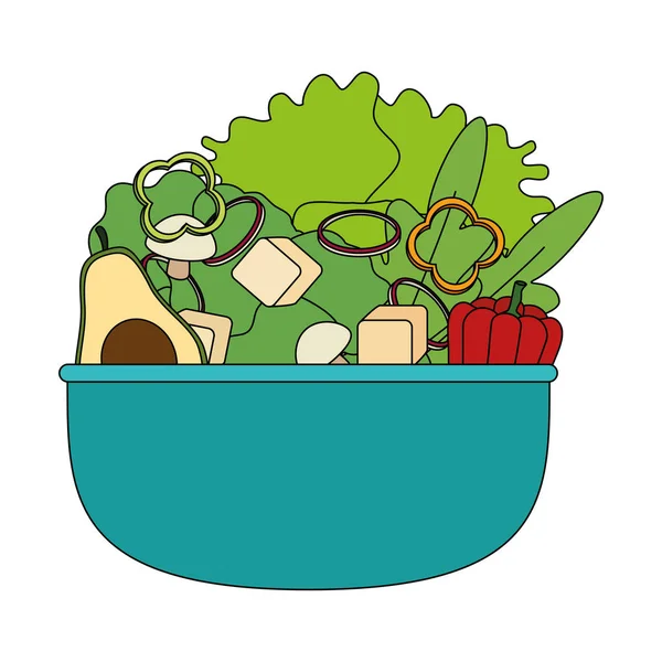 Sayuran di mangkuk dapur - Stok Vektor