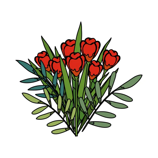 Όμορφα τριαντάφυλλα και φύλλα διακόσμησης — Διανυσματικό Αρχείο