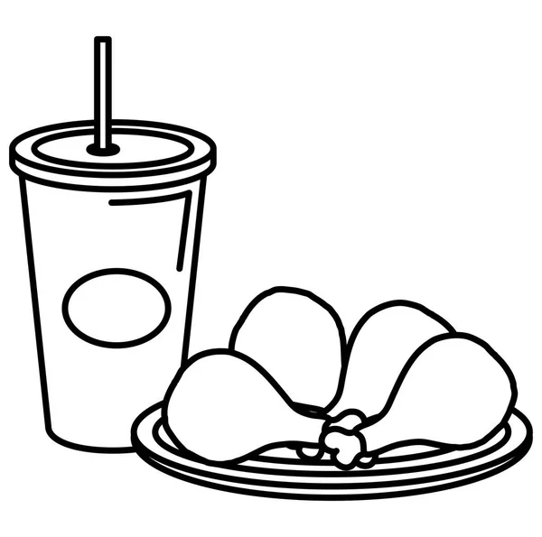苏打水与美味的快餐 — 图库矢量图片