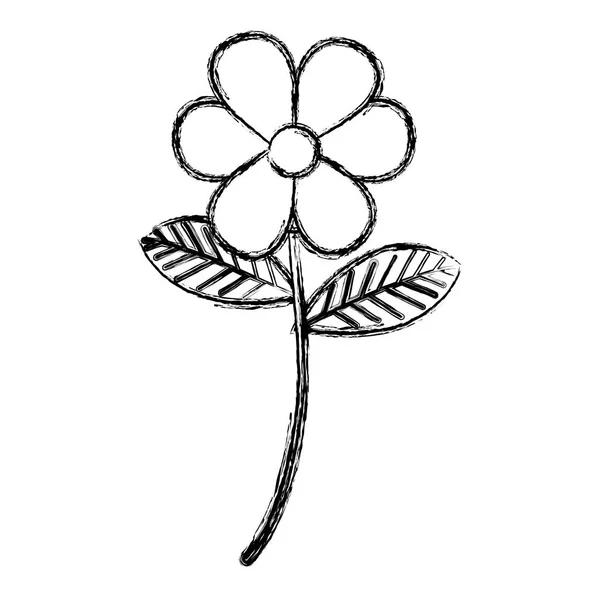 Flores y hojas icono decorativo — Archivo Imágenes Vectoriales