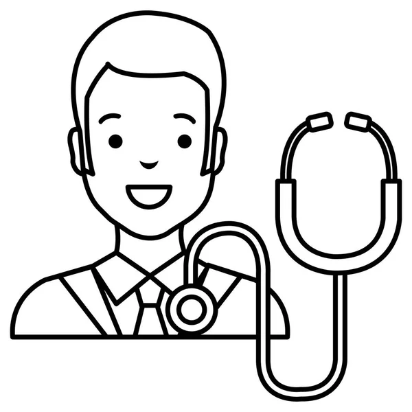 Lekarz człowiek z postacią stetoskop — Wektor stockowy