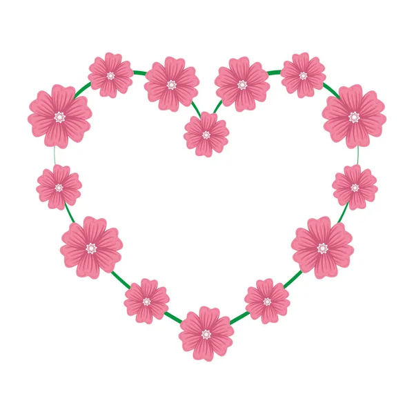 Hermosas flores con forma de corazón — Vector de stock