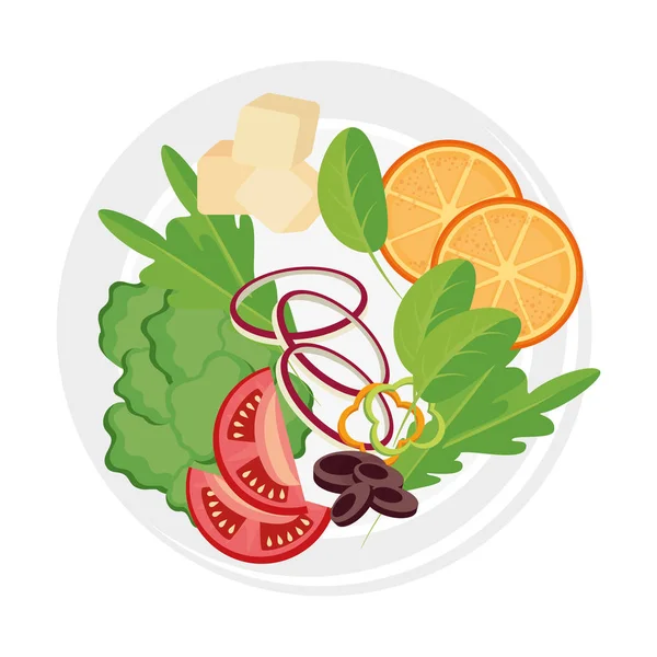 Lahodný zeleninový salát na talíři — Stockový vektor