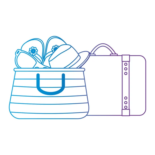 Bolsa de vacaciones de verano con maleta y gafas de sol — Vector de stock