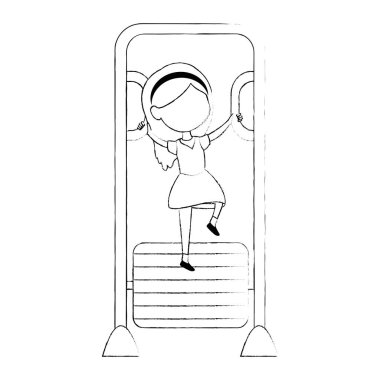 park oyun barlarında oynayan kız